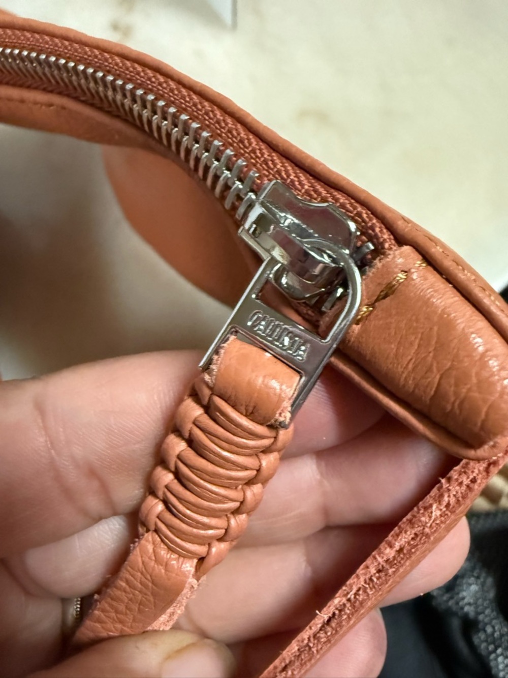 Braided-Handle Tote Bag in Terracotta Brown - Picture 8 of 8